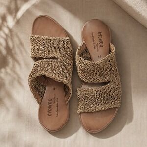 CYDWOQ Brave Vintage Woven Leather Artisan Boho Sandals 41 Camel Handmade In USA